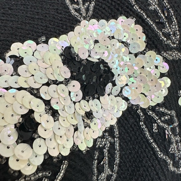 Vintage 80’s Black Sequins Sweater Dress Sz M - Picture 8 of 9